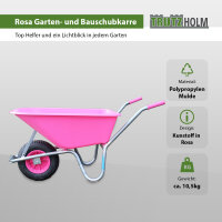 TRUTZHOLM Schubkarre ROSA/PINK PP100 l Tragkraft 250 kg 100l