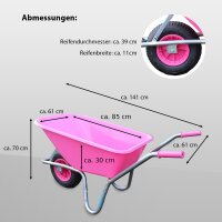 TRUTZHOLM Schubkarre ROSA/PINK PP100 l Tragkraft 250 kg 100l