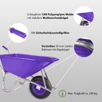 Schubkarre 100 L 250 kg Gartenschubkarre Schiebkarre schlagfeste Mulde verstärkter Rahmen Schutzbügel