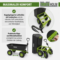 Gartenwagen mit Kippfunktion 400kg 125 L mit Deichsel für Rasentraktor Quad oder Handgriff
