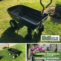 Gartenwagen mit Kippfunktion 400kg 125 L mit Deichsel für Rasentraktor Quad oder Handgriff