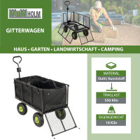Gartenwagen herausnehmbare Plane 550 kg Bollerwagen klappbare Gitterwände Lufträder Anhängerfunktion