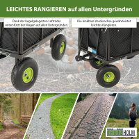 Gartenwagen herausnehmbare Plane 550 kg Bollerwagen klappbare Gitterwände Lufträder Anhängerfunktion