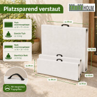 TRUTZHOLM Bierzeltgarnitur 3-teilig klappbar, 1 Tisch & 2 Bänke je 180 x 75/30 cm, weiß, Stahlrahmen