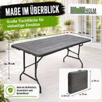 Buffettisch Klapptisch 180 x 75 cm Holzoptik klappbar Kunststoff Gartentisch  Bierzelttisch