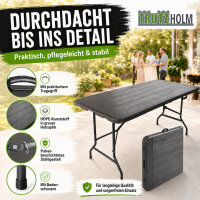 Buffettisch Klapptisch 180 x 75 cm Holzoptik klappbar Kunststoff Gartentisch  Bierzelttisch
