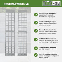 TRUTZHOLM 2 x Auffahrrampen 230 cm 1360 kg Traglast Alu klappbar grau Riffelstab Rampe Verladerampen