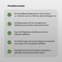 2x Alu-Bügel XL verstellbar 1320 - 2100mm für Anhänger Flach-Planen Planenstütze