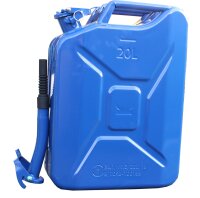 Metallkanister blau 20 Liter inkl. Ausgießer flexibel + Halter Benzin Diesel
