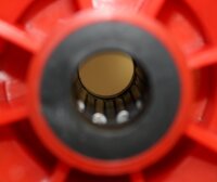 4x Sackkarrenrad PU-Rad 260x85 mm 3.00-4 75 mm zentrierte Nabe Ø 20 mm rot Vollgummi Bollerwagen