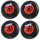 4x Sackkarrenrad PU-Rad 260x85 mm 3.00-4 75 mm zentrierte Nabe Ø 20 mm rot Vollgummi Bollerwagen