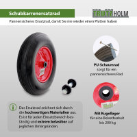 Schubkarrenrad Ersatzrad Vollgummi 4.80/4.00-8 mit Achse Stahlfelge