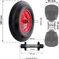 Schubkarrenrad Ersatzrad Vollgummi 4.80/4.00-8 mit Achse Stahlfelge