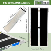 TRUTZHOLM Rollstuhlrampe 213 cm Traglast 272 kg Alu klappbar Antirutsch beschichtet Schwellenrampe