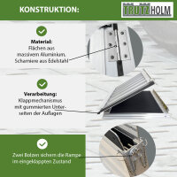 TRUTZHOLM Rollstuhlrampe 213 cm Traglast 272 kg Alu klappbar Antirutsch beschichtet Schwellenrampe