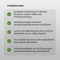Metallkanister Hammerschlag olivgrün 20 Liter inkl. Ausgießer + Halter Benzin Diesel