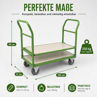 Etagenwagen höhenverstellbar Tragkraft 250 kg Stahlrahmen 2 Etagen Vollgummiräder Transportwagen