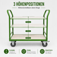 Etagenwagen höhenverstellbar Tragkraft 250 kg Stahlrahmen 2 Etagen Vollgummiräder Transportwagen