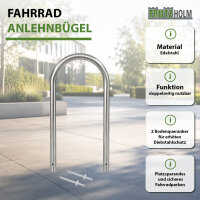Fahrradanlehnbügel 115 x 58 cm Edelstahl Ø 60 mm Einbetonieren Fahrradständer ParkerTyp U