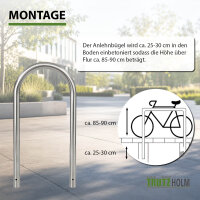 Fahrradanlehnbügel 115 x 58 cm Edelstahl Ø 60 mm Einbetonieren Fahrradständer ParkerTyp U