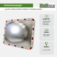 Verkehrsspiegel eckig rot/weiß 60x80cm Sicherheitsspiegel für innen und außen