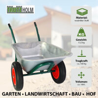 2-Rad-Schubkarre 100 Liter 160 kg Tragkraft verzinkter Stahl PU Vollgummirad auf Stahlfelge Bauschubkarre