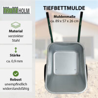 2-Rad-Schubkarre 100 Liter 160 kg Tragkraft verzinkter Stahl PU Vollgummirad auf Stahlfelge Bauschubkarre