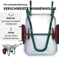 2-Rad-Schubkarre 100 Liter 160 kg Tragkraft verzinkter Stahl PU Vollgummirad auf Stahlfelge Bauschubkarre