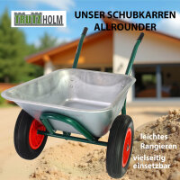 2-Rad-Schubkarre 100 Liter 160 kg Tragkraft verzinkter Stahl PU Vollgummirad auf Stahlfelge Bauschubkarre