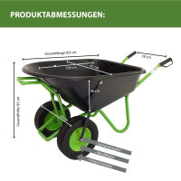 2-Rad Schubkarre 160 L 220 kg Gartenschubkarre Schiebkarre Hofkarre Vollgummireifen Futterkarre