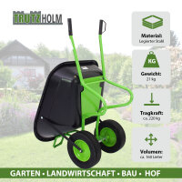 2-Rad Schubkarre 160 L 220 kg Gartenschubkarre Schiebkarre Hofkarre Vollgummireifen Futterkarre