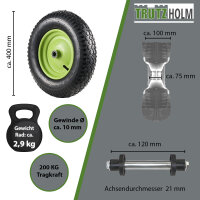 Schubkarrenrad Luftbereifung 200kg 40cm /15,6" Metallfelge Grün Kugellager Ersatzrad inklusive Achse