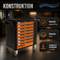 Holmwerk®  Werkstattwagen orange 252 tlg. XXL bestückt gefüllt Assistent Werkzeugwagen