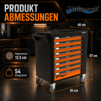 Holmwerk®  Werkstattwagen orange 252 tlg. XXL bestückt gefüllt Assistent Werkzeugwagen