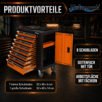 Holmwerk®  Werkstattwagen orange 252 tlg. XXL bestückt gefüllt Assistent Werkzeugwagen