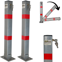 2x Absperrpfosten eckig Parkplatzsperre Sperrpfosten...