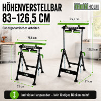 2x Multifunktions-Arbeitsbock Rollenbock höhenverstellbar Klappbock V-Rollen 4 in 1