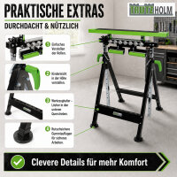 2x Multifunktions-Arbeitsbock Rollenbock höhenverstellbar Klappbock V-Rollen 4 in 1