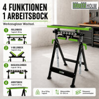 2x Multifunktions-Arbeitsbock Rollenbock höhenverstellbar Klappbock V-Rollen 4 in 1