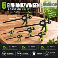 6x Einhandzwinge 3 Größen Schnellspannzwinge 35x105 mm 60x150 mm 60x300 mm