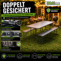 Bierzeltgarnitur 180x75 cm klappbar graue Holzoptik Festzeltgarnitur mit 2 Bänken & Tisch