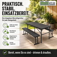 Bierzeltgarnitur 3-tlg. klappbar Länge 107 cm Balkongarnitur Festzeltgarnitur Gartenmöbel in grau
