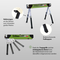 2x Stahl Sägebock Falt Arbeitsbock höhenverstellbar bis 1300kg klappbar Werkbock