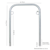 Fahrradanlehnbügel 114 x 78 cm Stahl feuerverzinkt Ø 49mm Einbetonieren Fahrradständer Parker Typ U