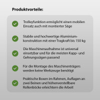 Untergestell für Kappsägen Gehrungssägen Kappzugsägen mobil Universal Maschinengestell mit Rädern