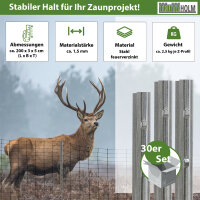 Z-Profil Zaunpfosten 200 cm feuerverzinkt 30x Zaunpfähle 1,5 mm Stärke gestanzte Haken Forstprofil
