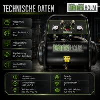 Premium Brushless Silent Flüsterkompressor 9L – leiser Kompressor 900 W, 62 dB, 8 bar inkl. Zubehör