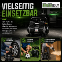 Premium Brushless Silent Flüsterkompressor 9L – leiser Kompressor 900 W, 62 dB, 8 bar inkl. Zubehör