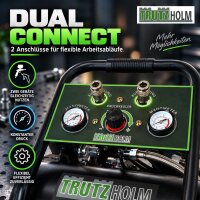 TRUTZHOLM Flüsterkompressor 9L Dual Connect – 900 W, 145 l/min, ölfrei, 8 bar, 2 Anschlüsse