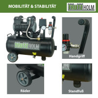 Brushless Silent Flüsterkompressor 24L Kompressor 900 W, 62dB, 8 bar